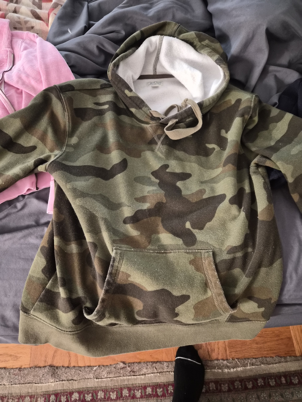 J. Crew Camo Hoodie in Olive and Brown